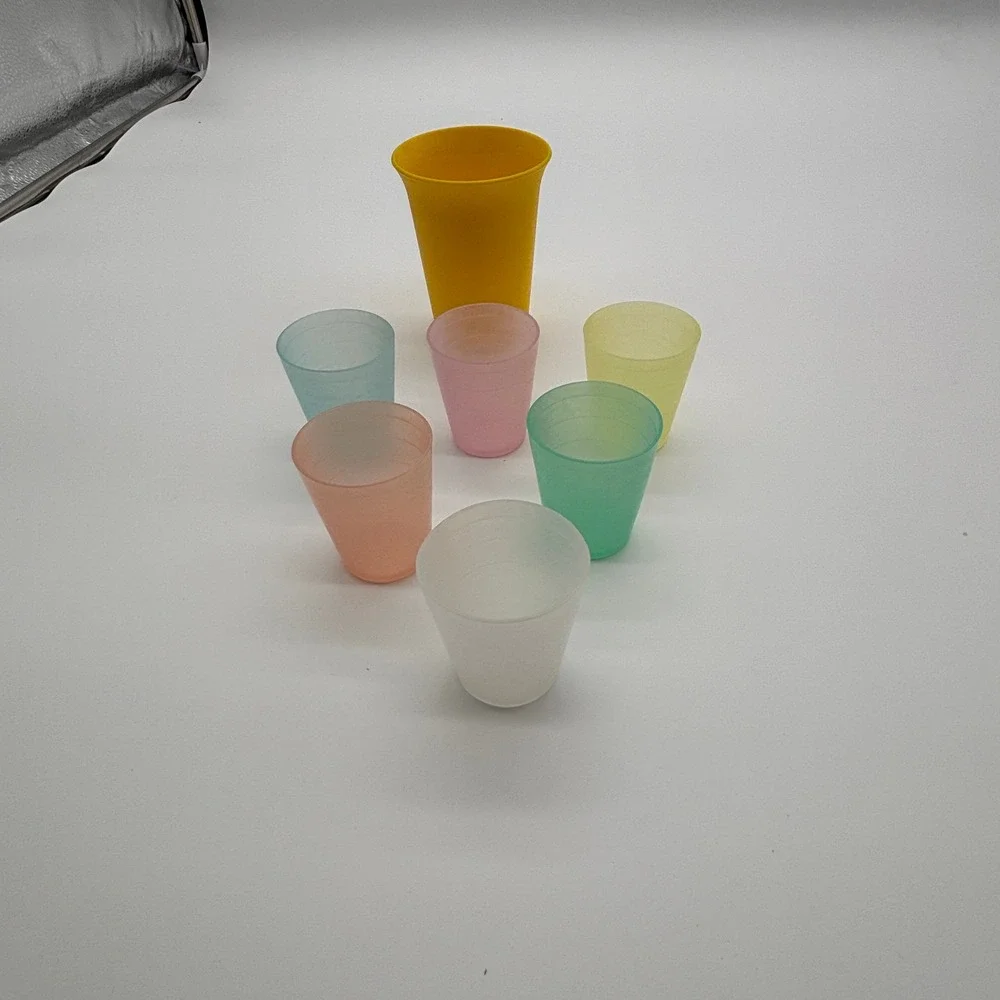 TupperWare Set of 7‎ Colorful Plastic Shot Glasses Party Drinking Tumblers